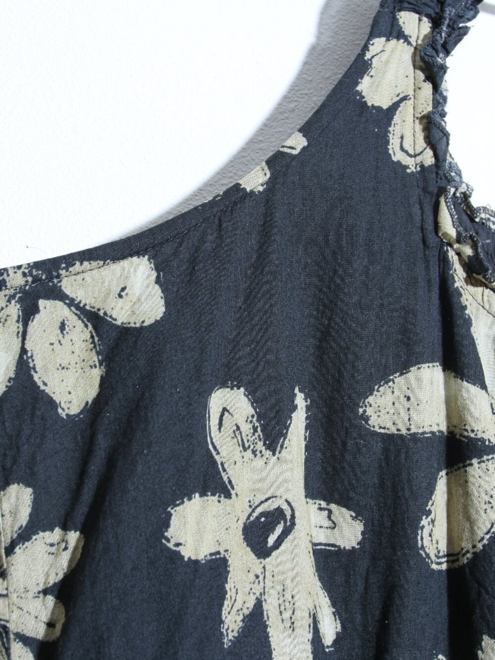 Natural Life Adele Cotton Maxi Dress Black Cream Daisies Tiered Size XXL - Picture 3 of 14